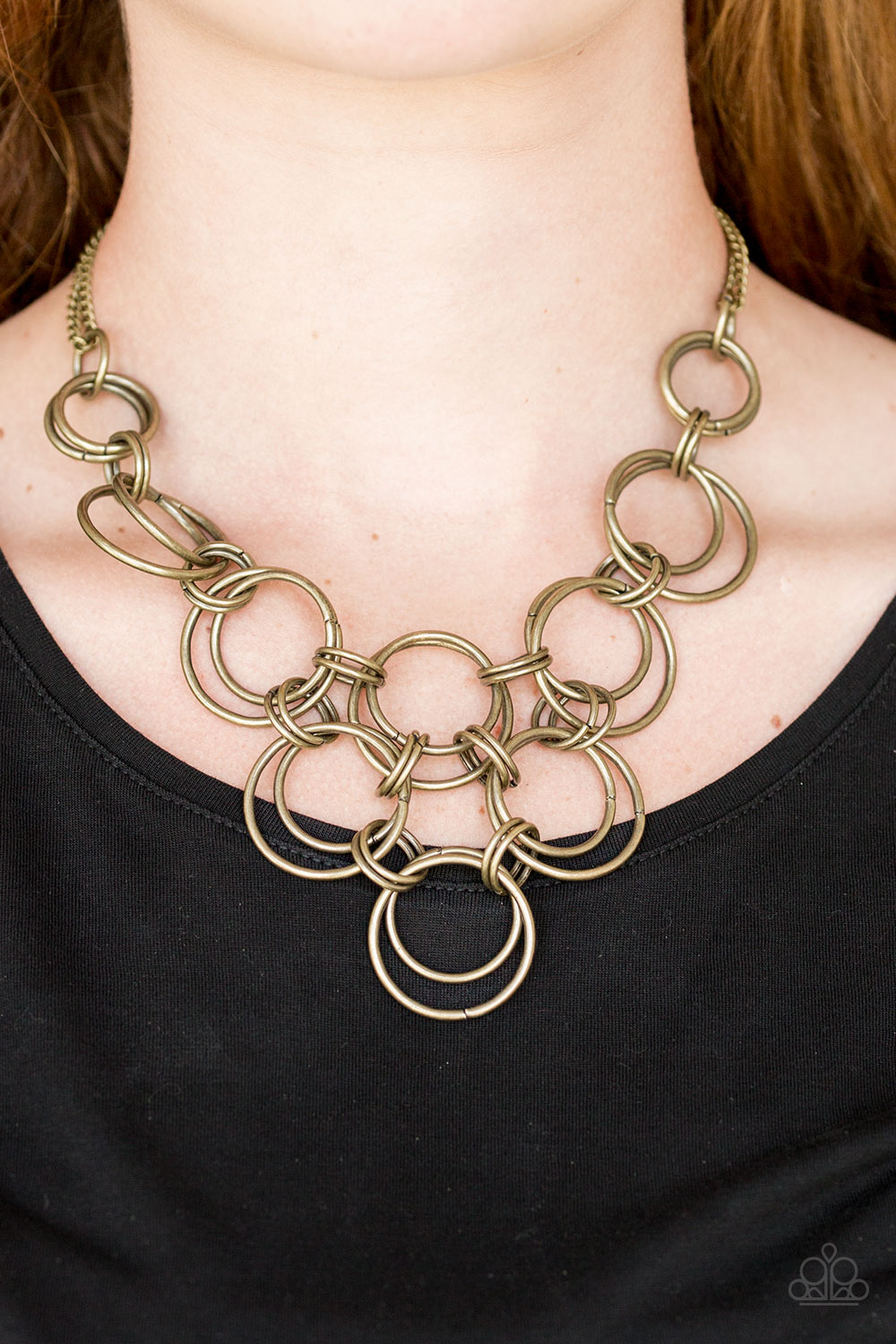 Ringing Off the Hook - brass - Paparazzi necklace