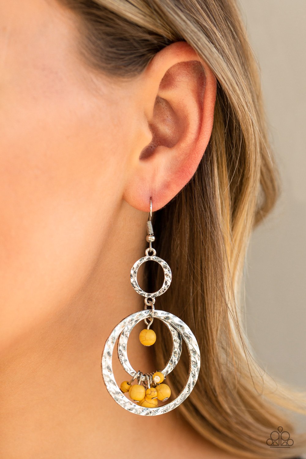 Rio Rustic-yellow-Paparazzi earrings
