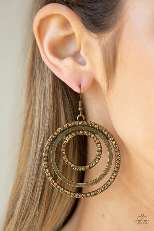 Rippling Refinement - brass - Paparazzi earrings