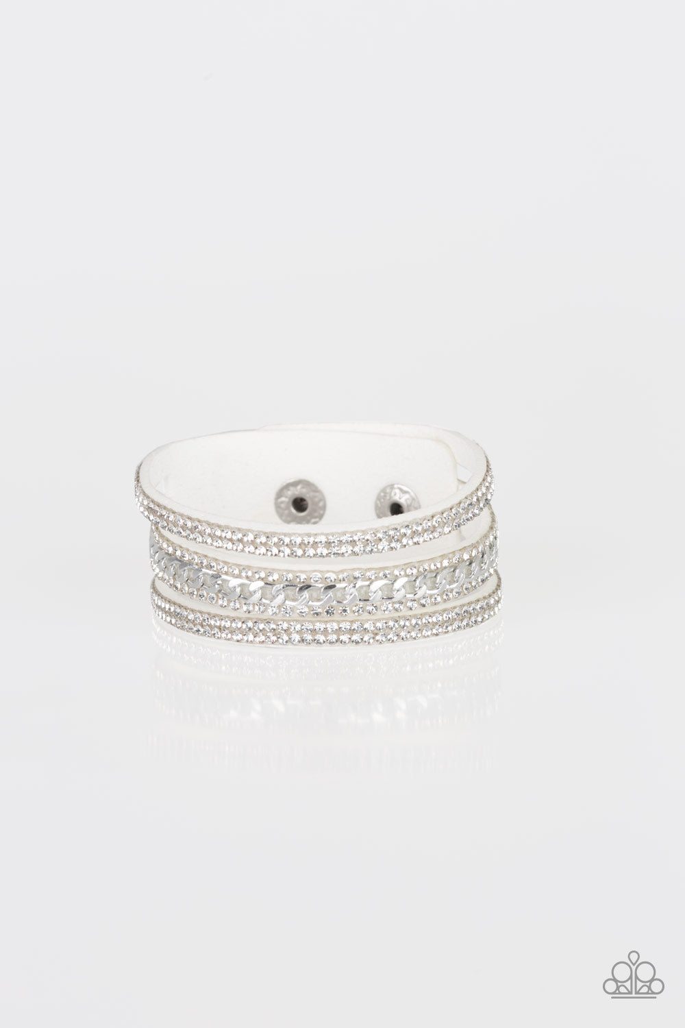 Rollin in Rhinestones - white - Paparazzi bracelet