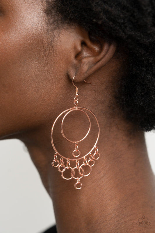 Roundabout Radiance - copper - Paparazzi earrings