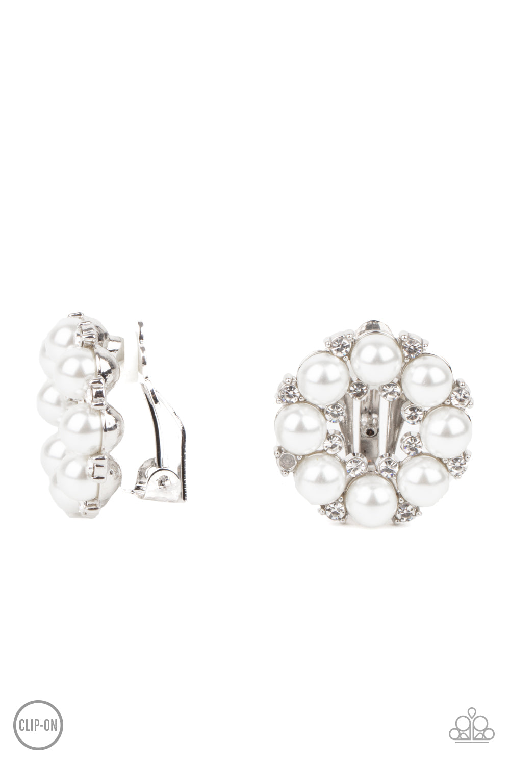 Roundabout Ritz - white - Paparazzi CLIP ON earrings