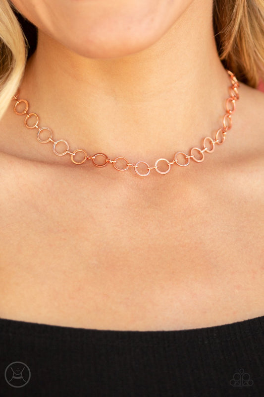 Roundabout Radiance-copper-Paparazzi necklace