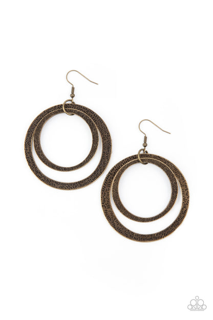Rounded Out - brass - Paparazzi earrings