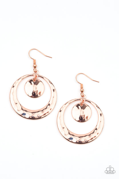 Rounded Radiance - copper - Paparazzi earrings