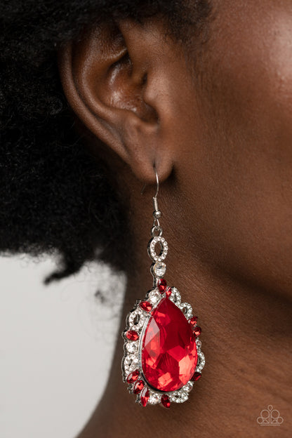 Royal Recognition - red - Paparazzi earrings
