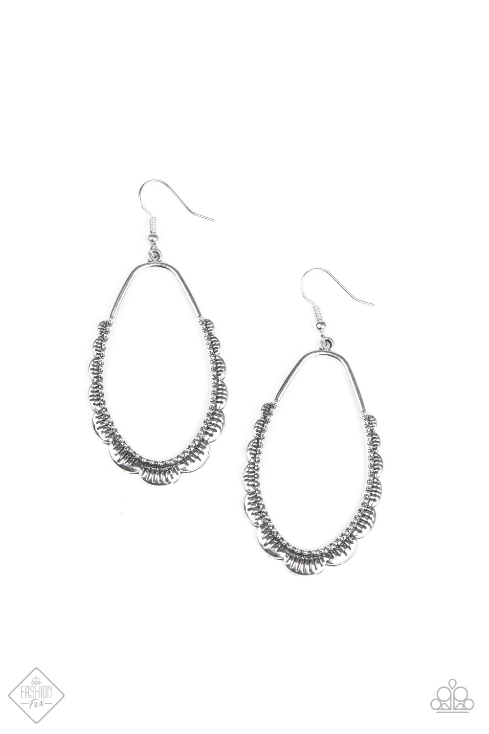 Ruffle Around the Edges - silver - Paparazzi earrings