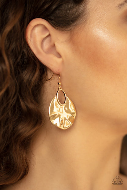 Ruffled Refinery-gold-Paparazzi earrings