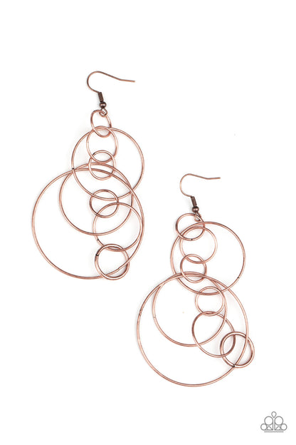 Running Circles Around You - copper - Paparazzi earrings