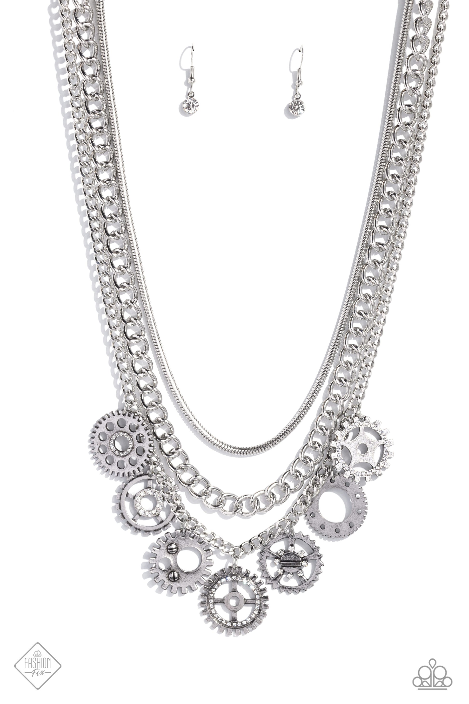 Running Out of STEAMPUNK - white - Paparazzi necklace