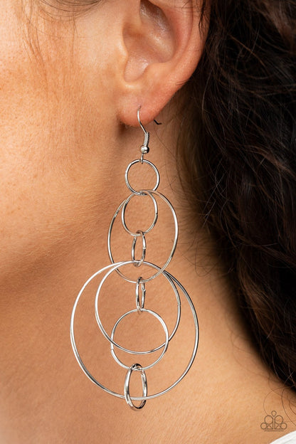 Running Circles Around You-silver-Paparazzi earrings