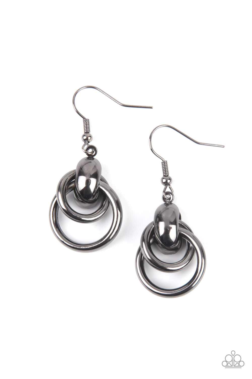 Running in Circles - black - Paparazzi earrings