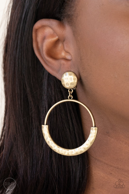 Rustic Horizons - brass - Paparazzi CLIP ON earrings