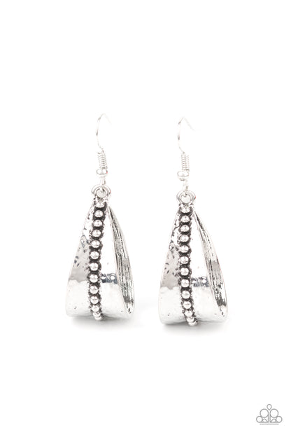 STIRRUP Some Trouble - silver - Paparazzi earrings