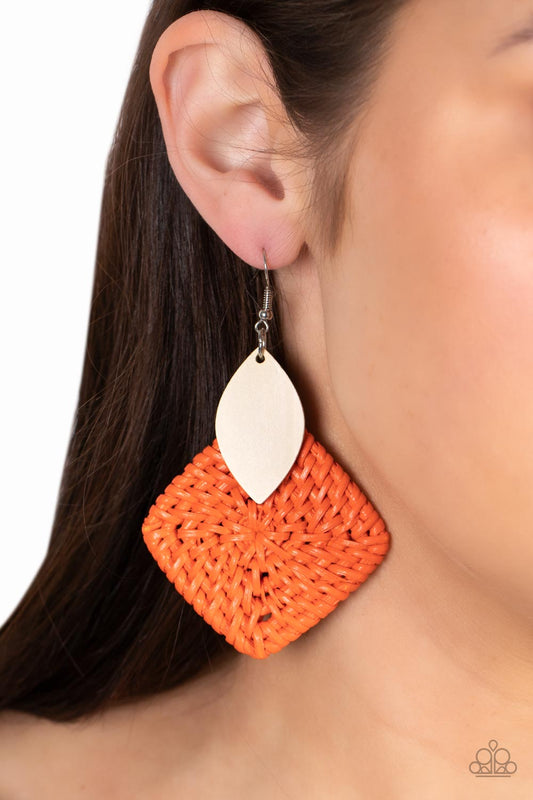 Sabbatical WEAVE - orange - Paparazzi earrings