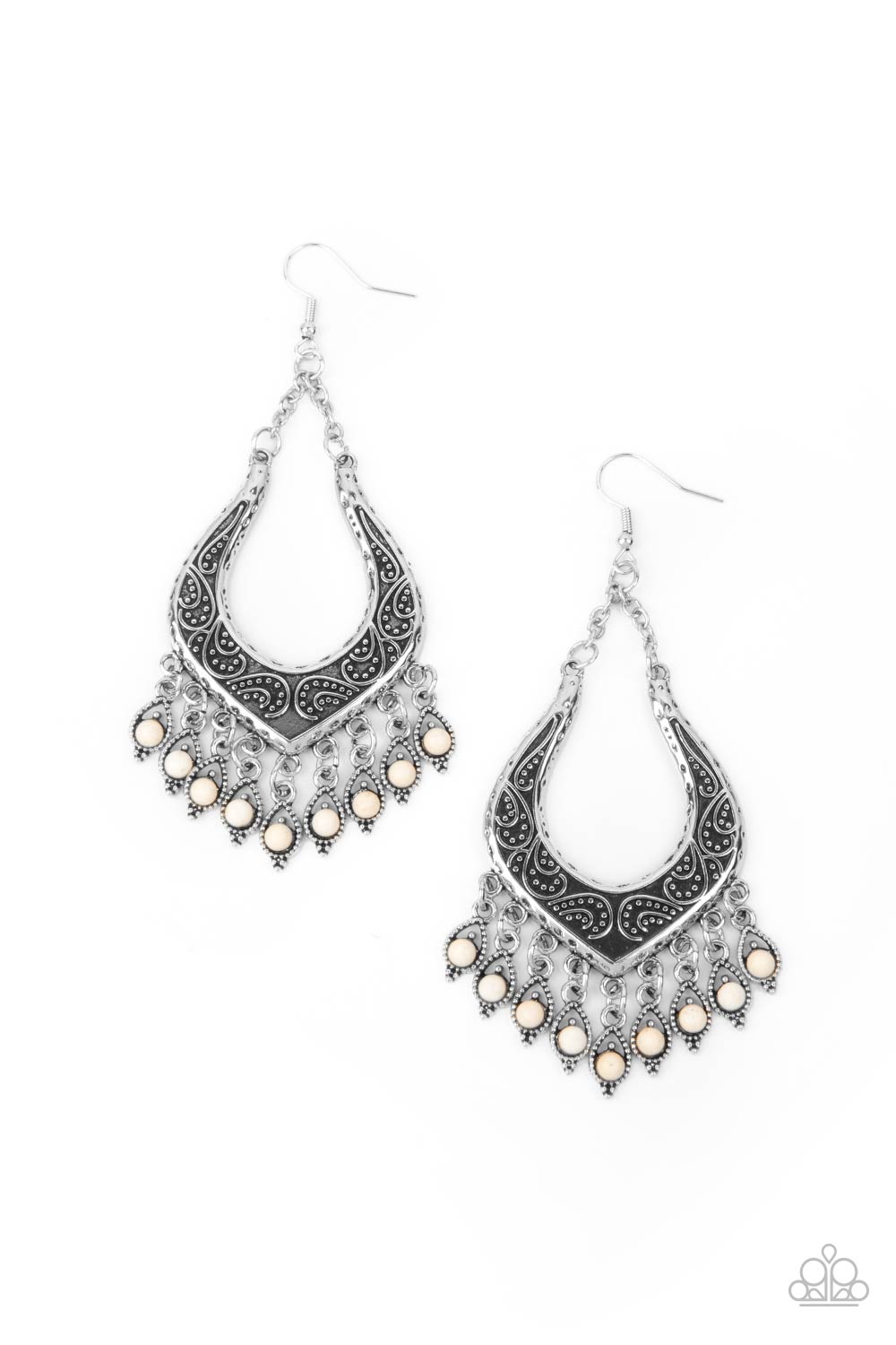 Sahara Fiesta - white - Paparazzi earrings