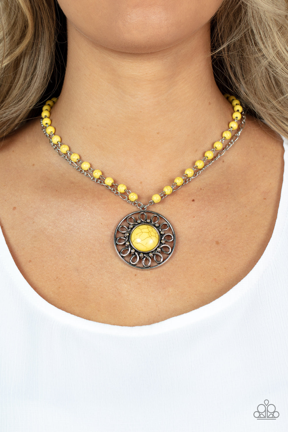 Sahara Suburb - yellow - Paparazzi necklace