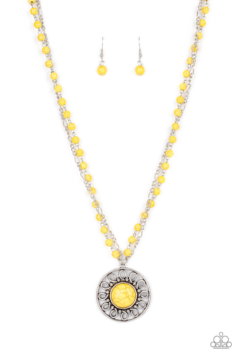Sahara Suburb - yellow - Paparazzi necklace