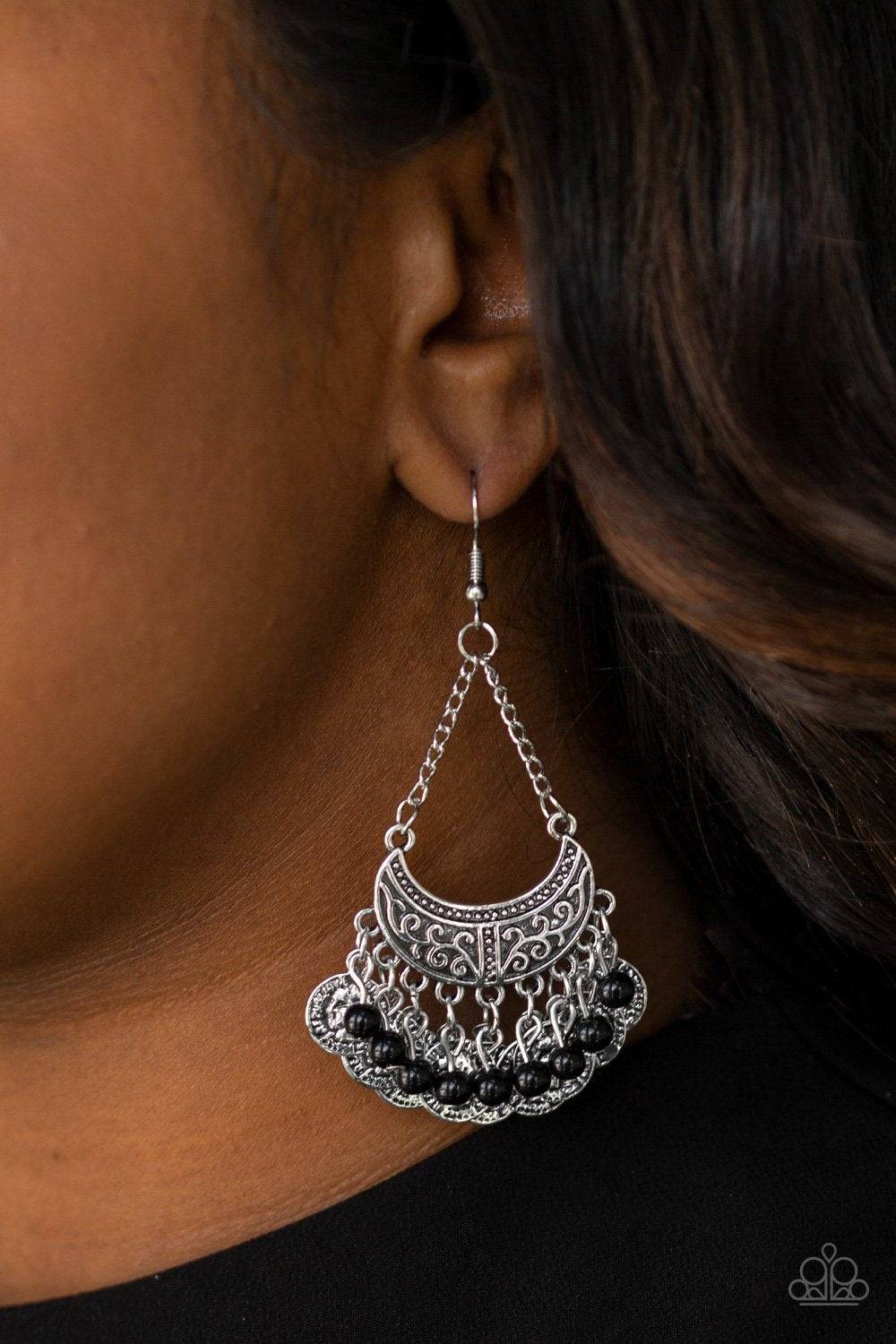 Sahara Treasure-black-Paparazzi earrings