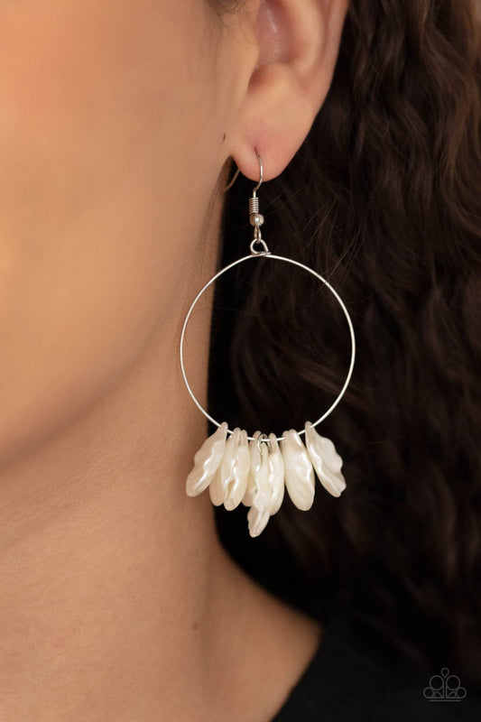 Sailboats and Seashells - white - Paparazzi earrings