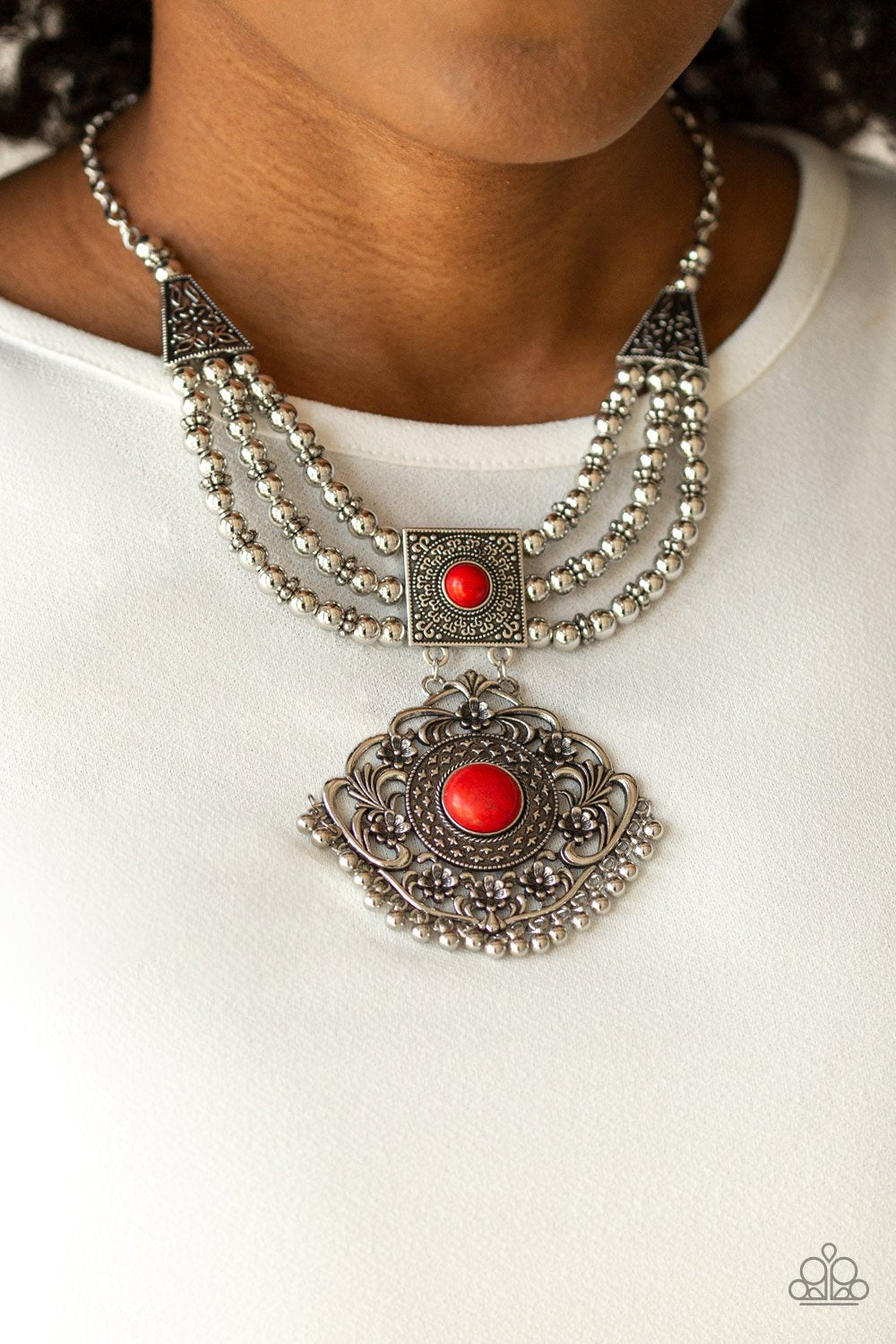 Santa Fe Solstice-red-Paparazzi necklace