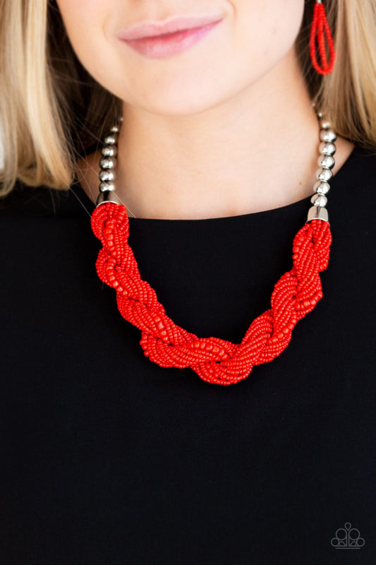 Savannah Surfin-red-Paparazzi necklace