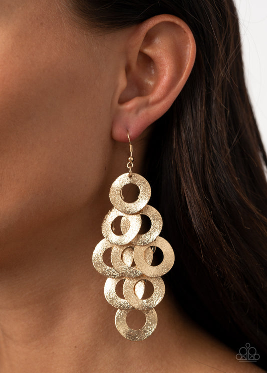 Scattered Shimmer - gold - Paparazzi earrings