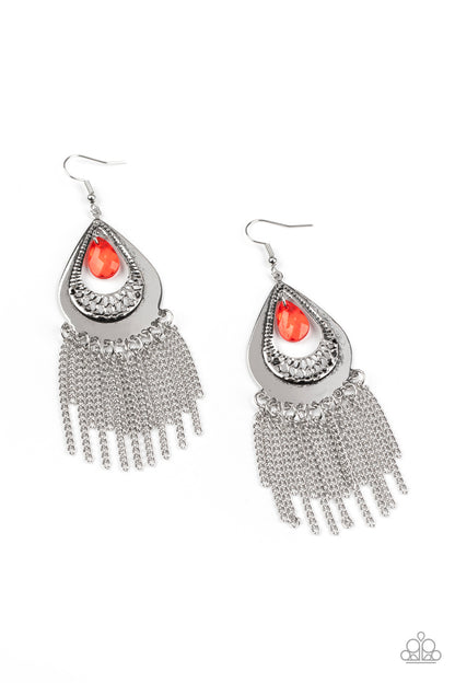Scattered Storms - red - Paparazzi earrings