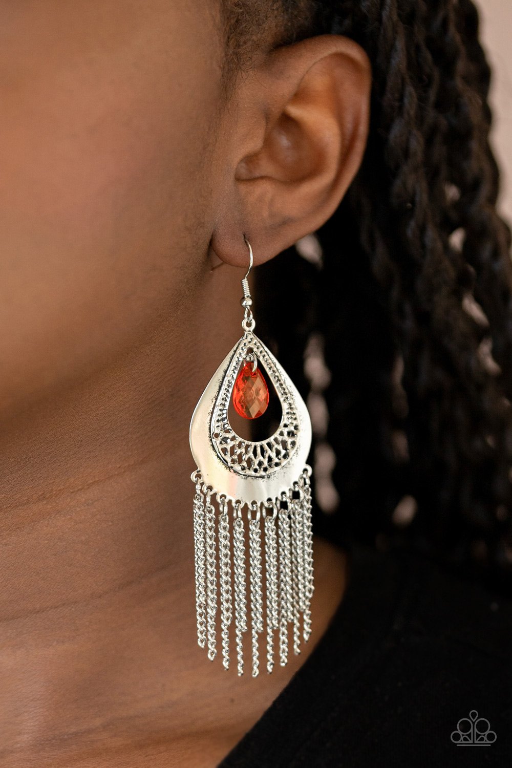 Scattered Storms-red-Paparazzi earrings