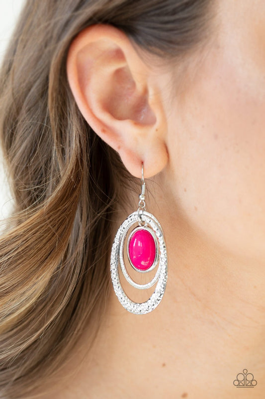 Seaside Spinster-pink-Paparazzi earrings