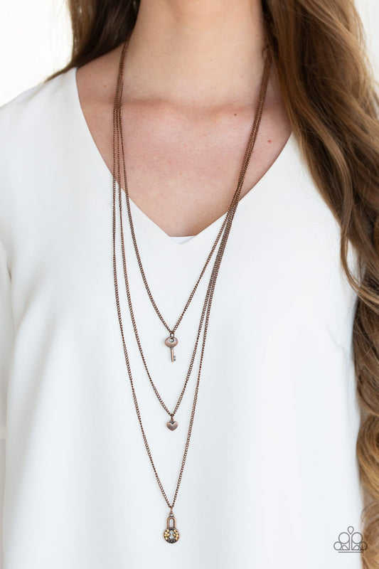 Secret Heart-copper-Paparazzi necklace