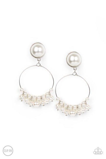 Seize Your Moment - white - Paparazzi CLIP ON earrings