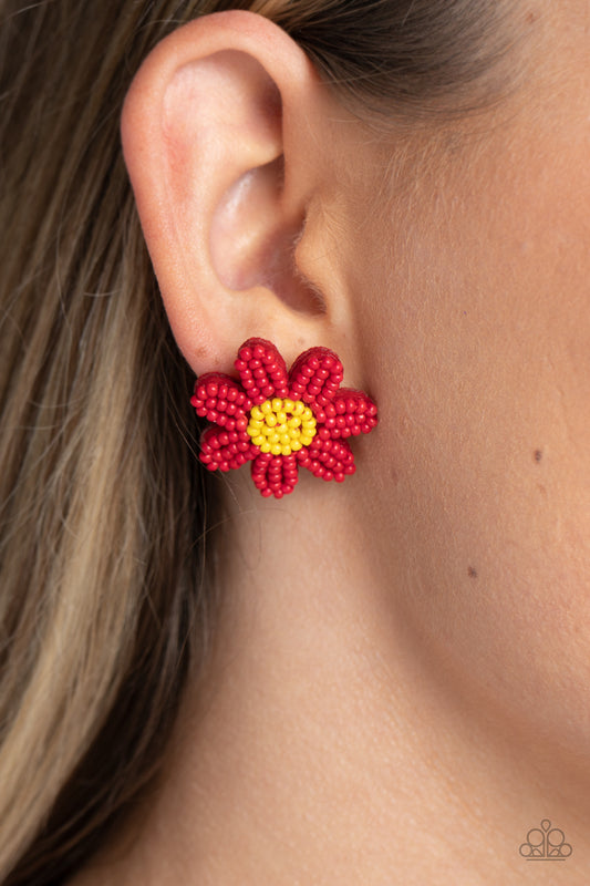 Sensational Seeds - red - Paparazzi earrings