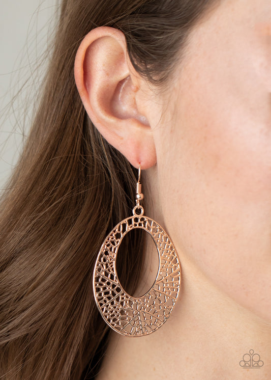 Serenely Shattered - rose gold - Paparazzi earrings