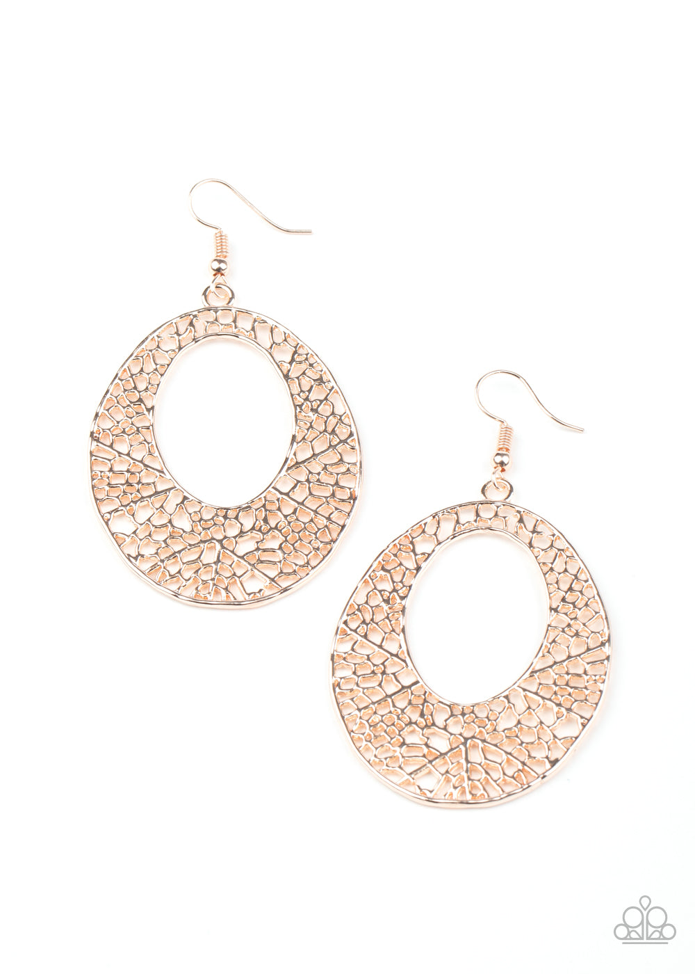 Serenely Shattered - rose gold - Paparazzi earrings