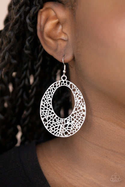 Serenely Shattered - silver - Paparazzi earrings