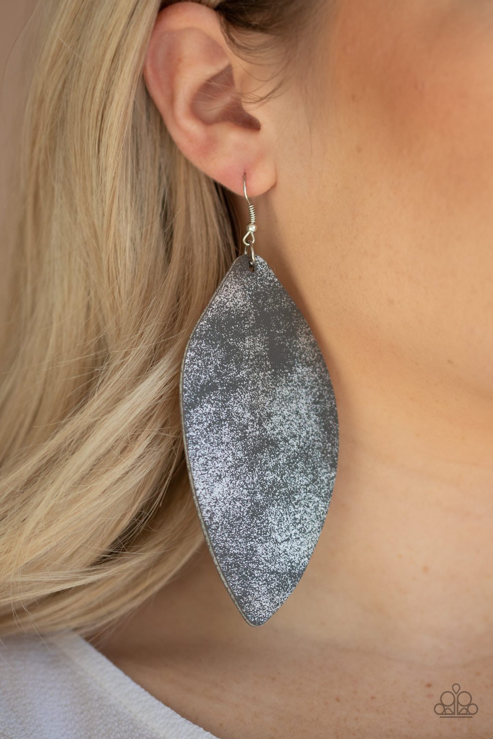 Serenely Smattered-silver-Paparazzi earrings