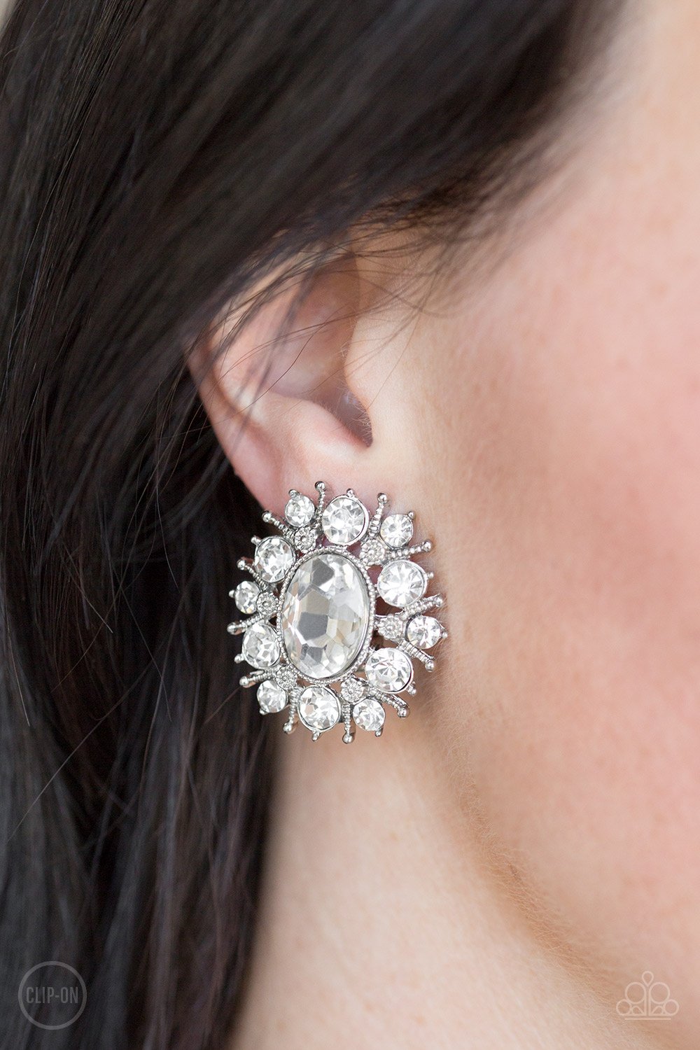 Serious Star Power-white CLIP ONS-Paparazzi earrings