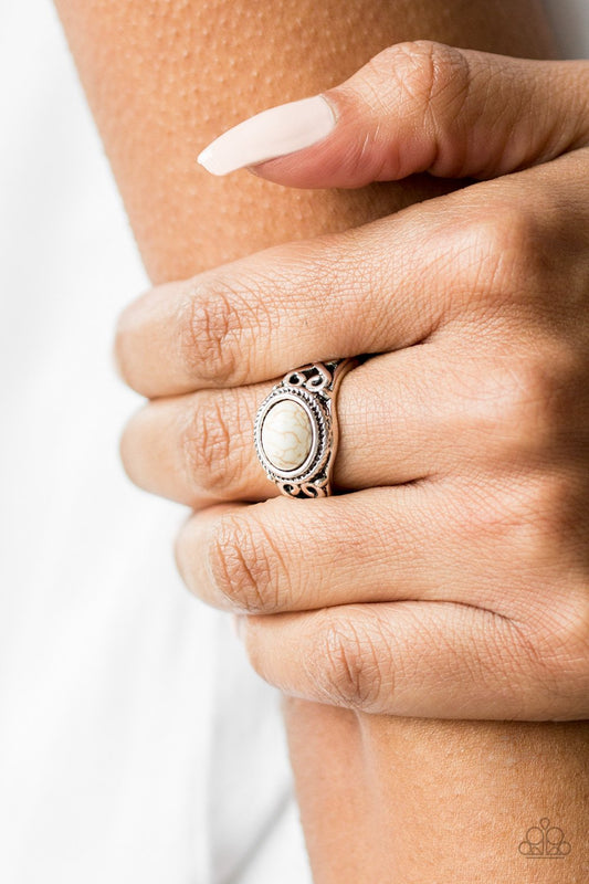Set in Stone-white-Paparazzi ring
