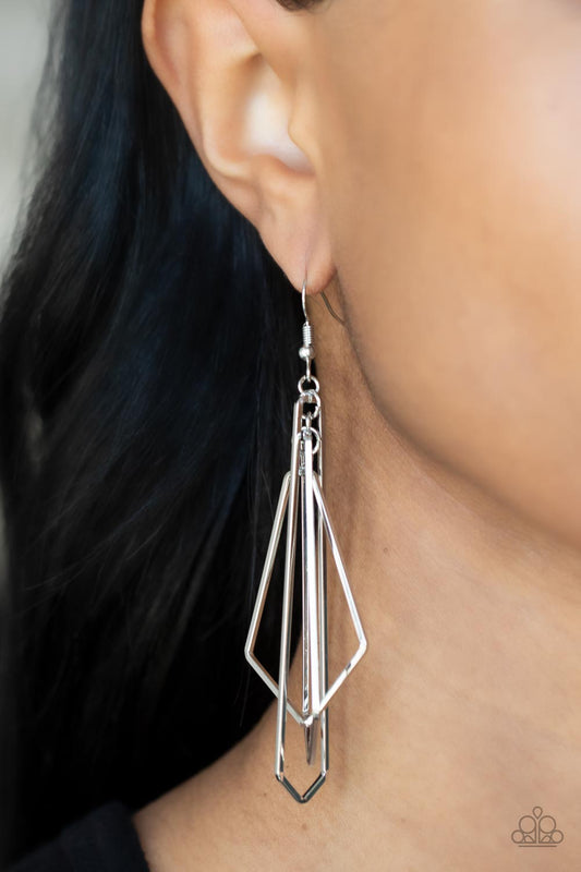 Shape Shifting Shimmer - silver - Paparazzi earrings
