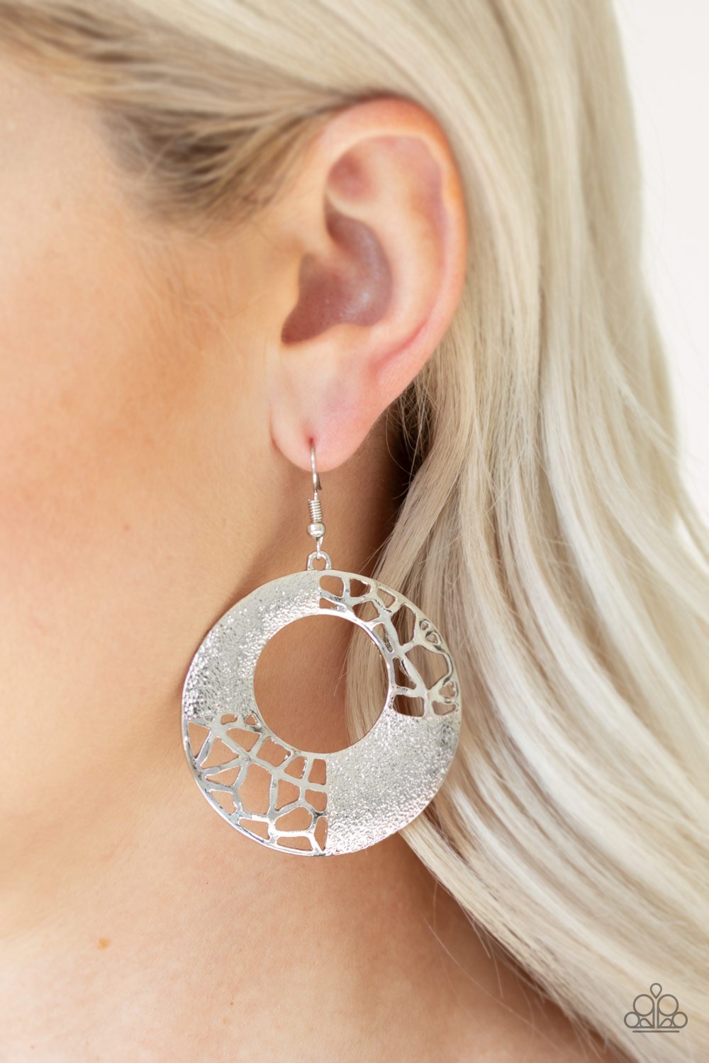 Shattered Shimmer-silver-Paparazzi earrings