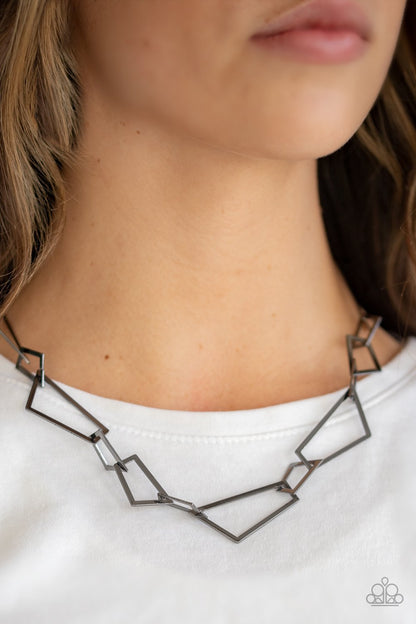 Shattering Records-black-Paparazzi necklace