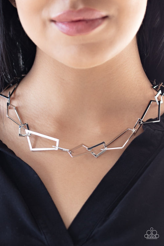 Shattering Records-silver-Paparazzi necklace