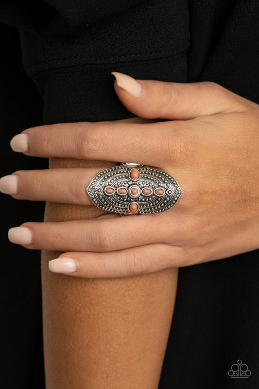 Shield in Place - brown - Paparazzi ring