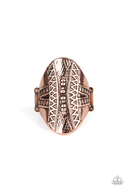 Shields Up - copper - Paparazzi ring
