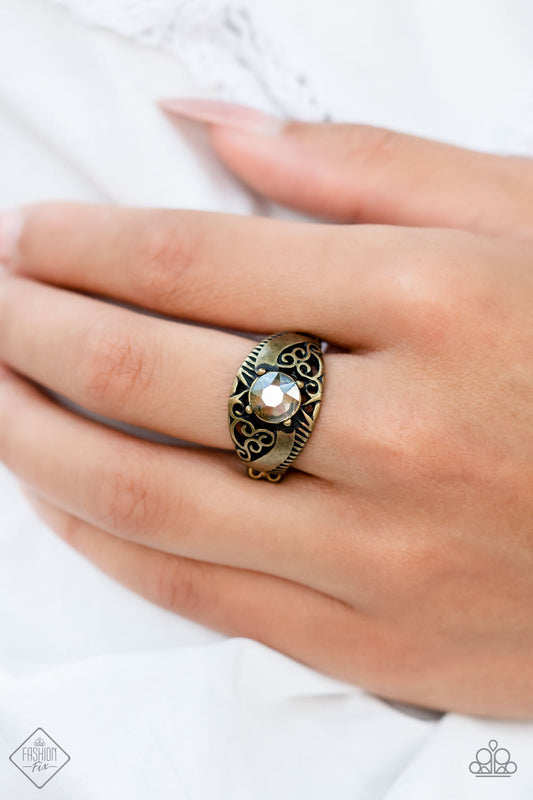 Shimmer in Time - brass - Paparazzi ring