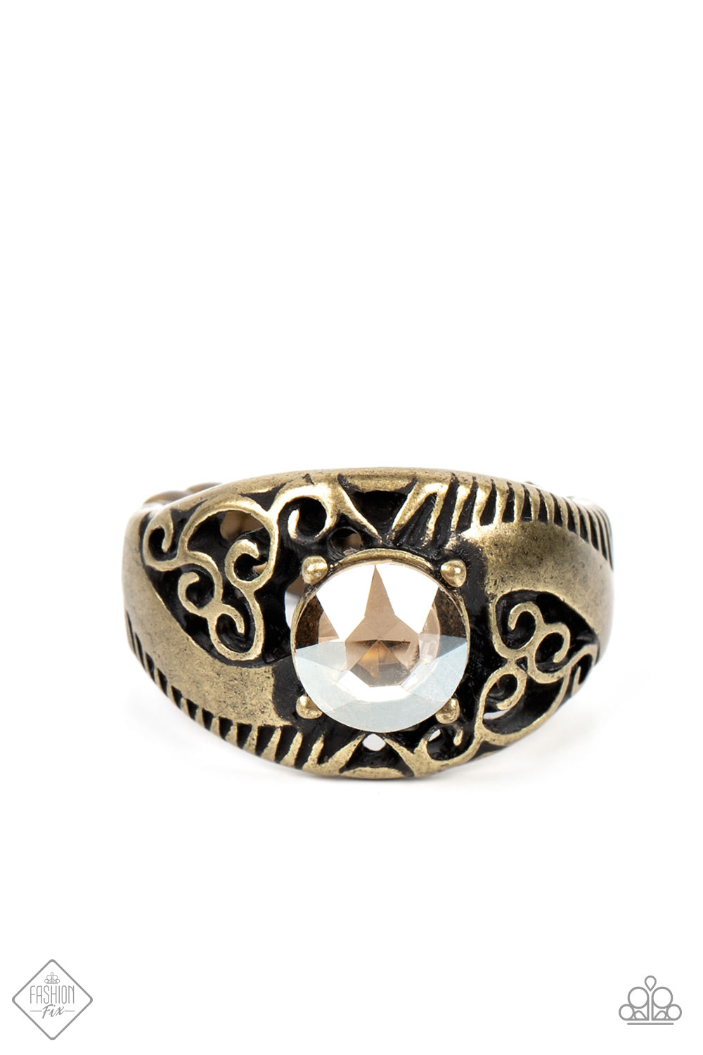 Shimmer in Time - brass - Paparazzi ring