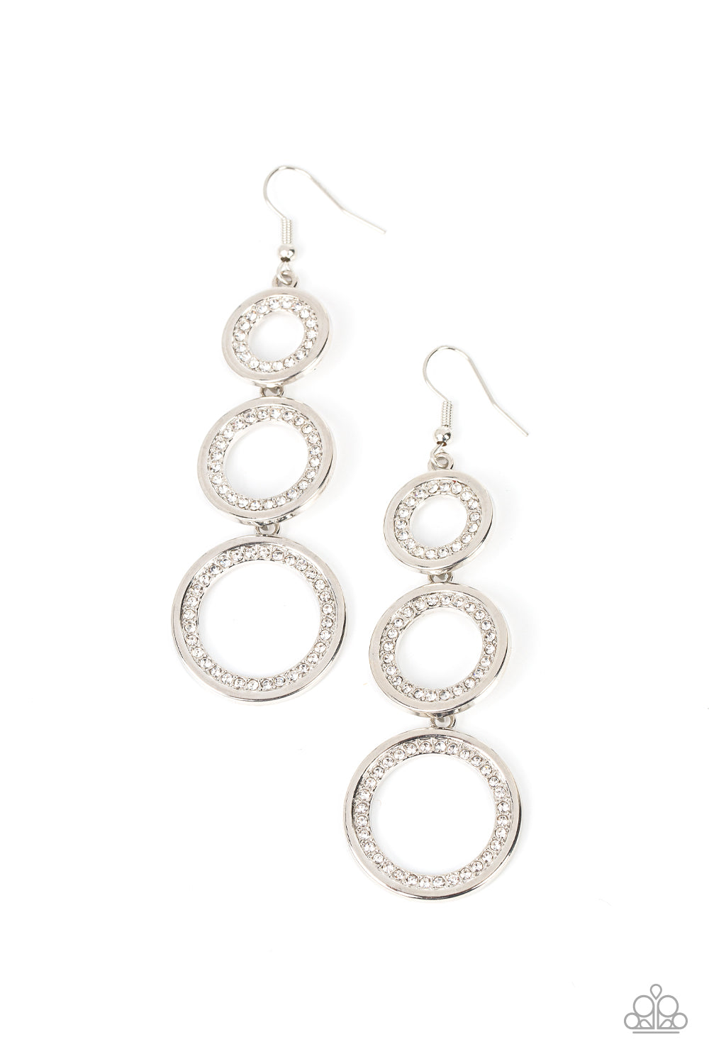 Shimmering in Circles - white - Paparazzi earrings