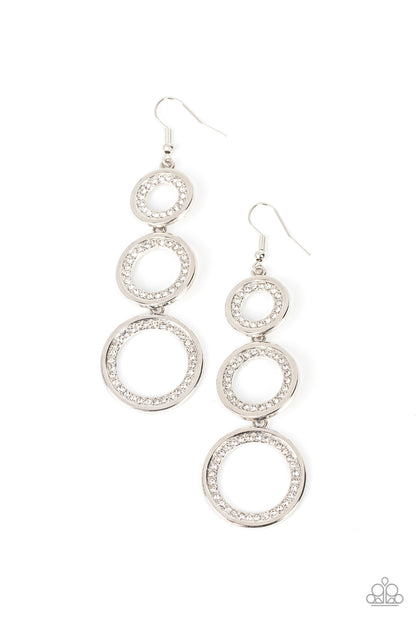 Shimmering in Circles - white - Paparazzi earrings