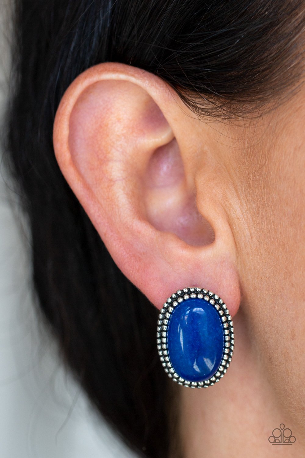 Shiny Sediment-blue-Paparazzi earrings
